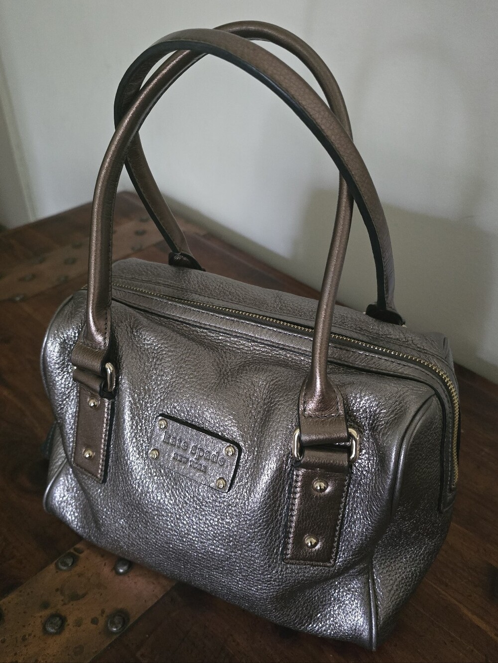 Kate Spade Pewter & Bronze Leather Satchel